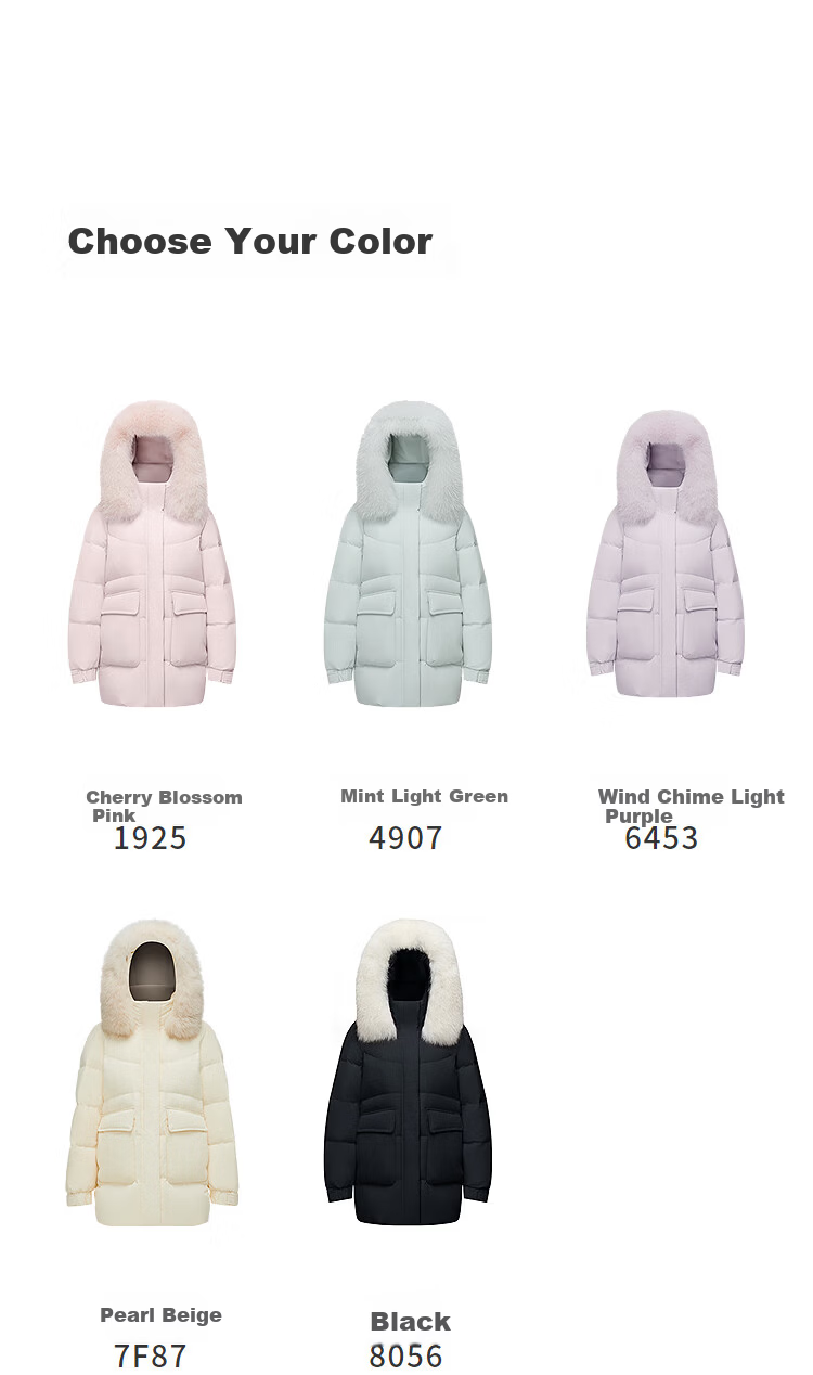 Bosideng Off-Season Women's 90% Down Thickened Stand Collar Loose Mid-Length Large Fur Collar Mall-Style Down Jacket 6