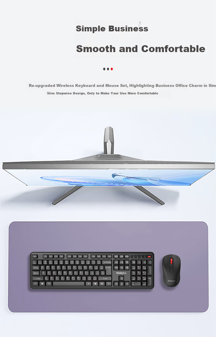 ThinkPlus Wireless Keyboard And Mouse Combo, Full-Size Keyboard, Classic Think Red Dot, Business Office, KM125 Pro 3