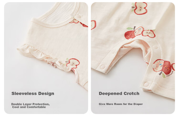 Weishi Muni [Slub Cotton] Baby Romper Summer Short Sleeve Thin Cute Baby Girl Clothes Summer Outfit 4