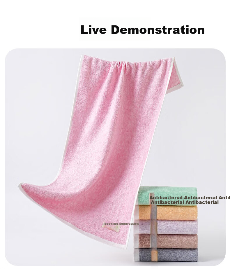 Bamboo 100 Bamboo Fiber Antibacterial Adult Large Towels 3-Pack Absorbent Lint-Free Face Towels 34×70cm 100g Each 10