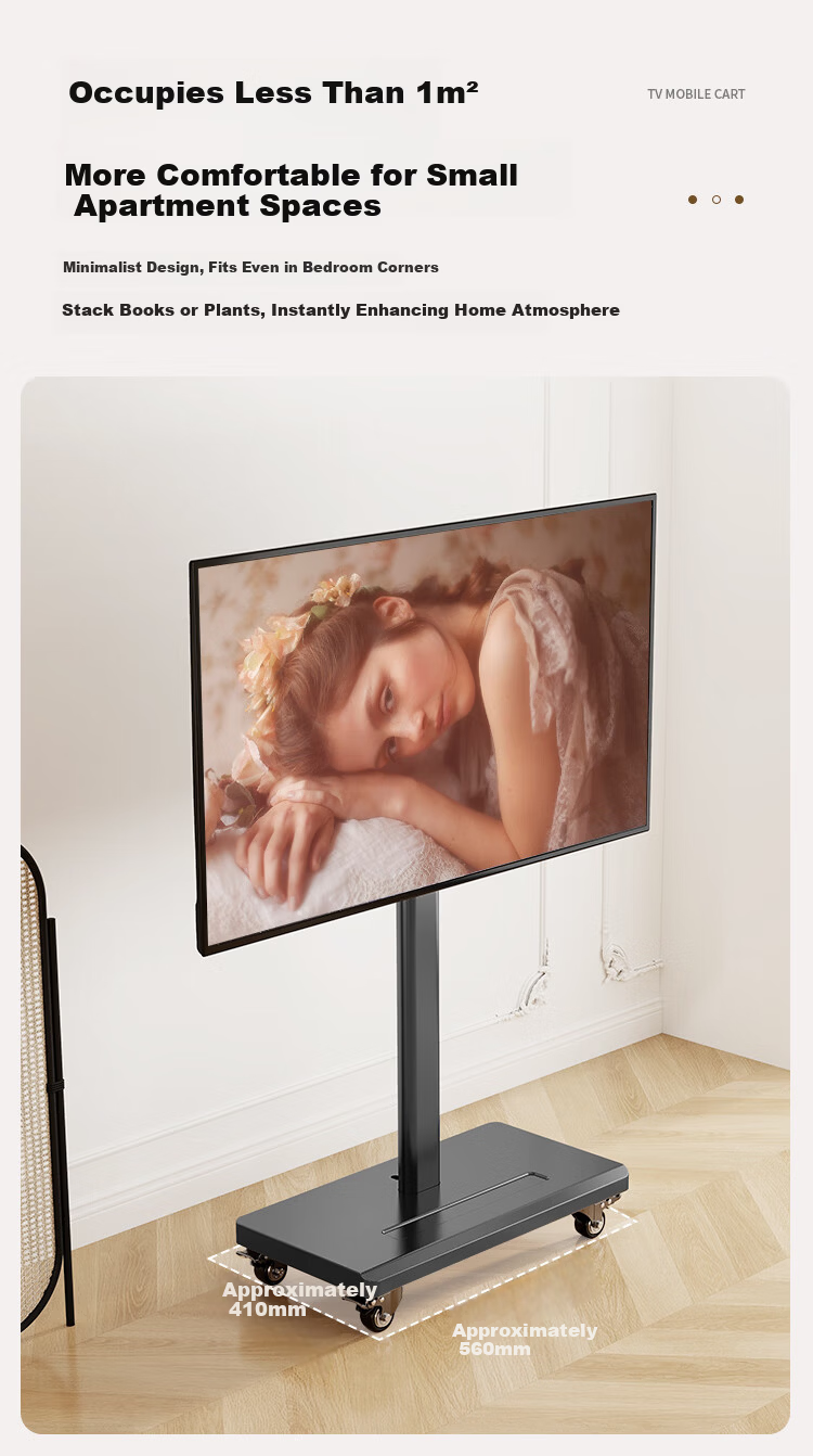 TAZD TV Stand, Movable 40-80 Inch, Horizontal And Vertical Screen, Adjustable Height, Rotatable 90°, Floor-Standing Cart for TVs, Flat-Screen TV Mount, Monitor Stand, Brand-Movable Rack 9