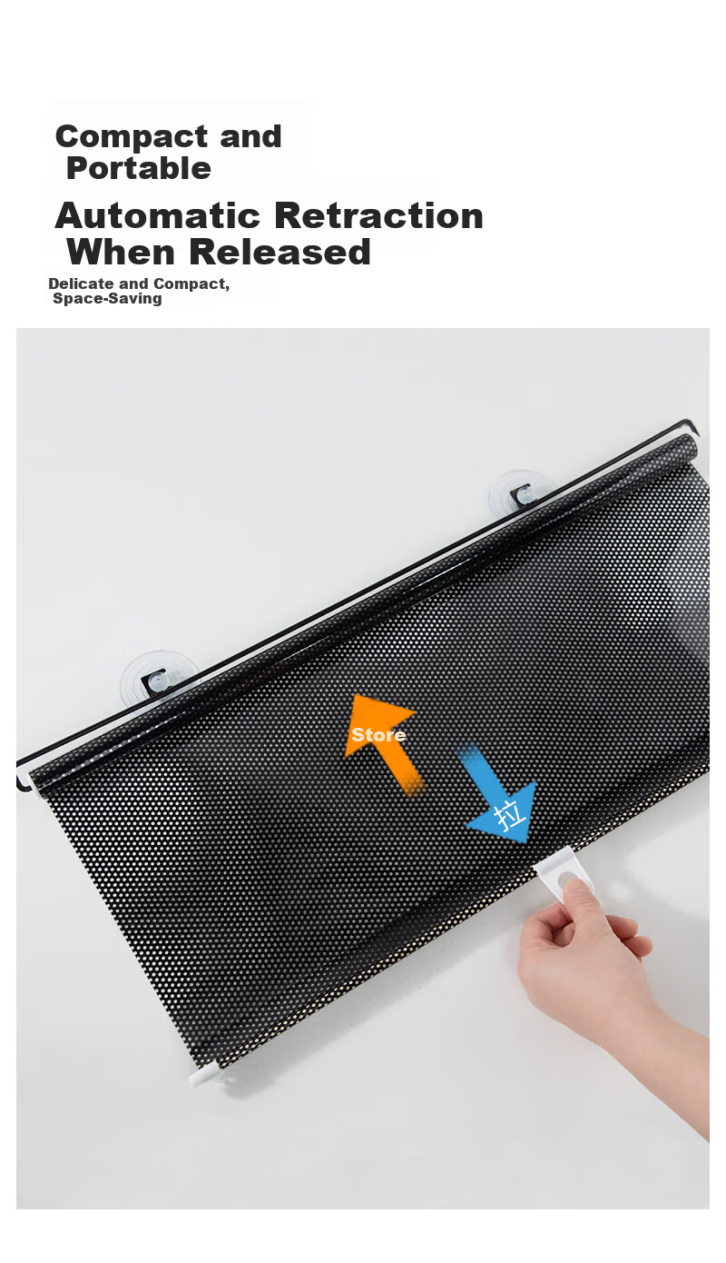 Fuju Sunshade Curtain Punch-Free Sunscreen Blackout Heat-Insulating Roller Blind with Suction Cup, Adjustable 58x125cm 5