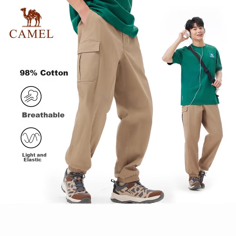 CAMEL Outdoor Casual Pants Men Spring Summer Jogger Cargo Pants Breathable Sweat-Absorbing Lightweight Durable Hiking Mountaineering Pants Women XL