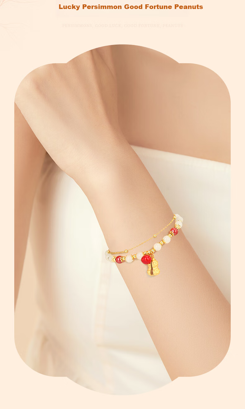 GLTEN Hetian Jade Cinnabar Beaded Bracelet Pure Silver Women's Bracelet 2026 New Jewelry Birthday Gift Commemorative for Girlfriend Wife 8