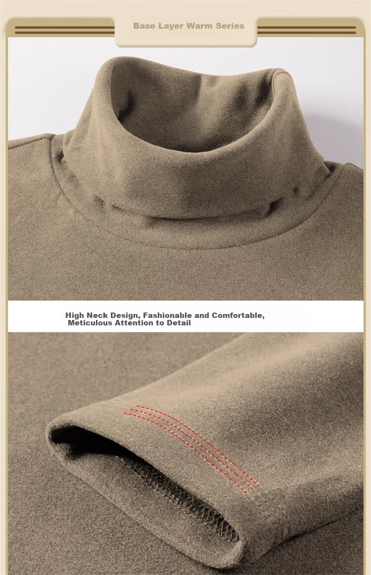 Miiow Men's Thermal Velvet Turtleneck Base Layer Long Sleeve T-Shirt Thickened Warm Top 15