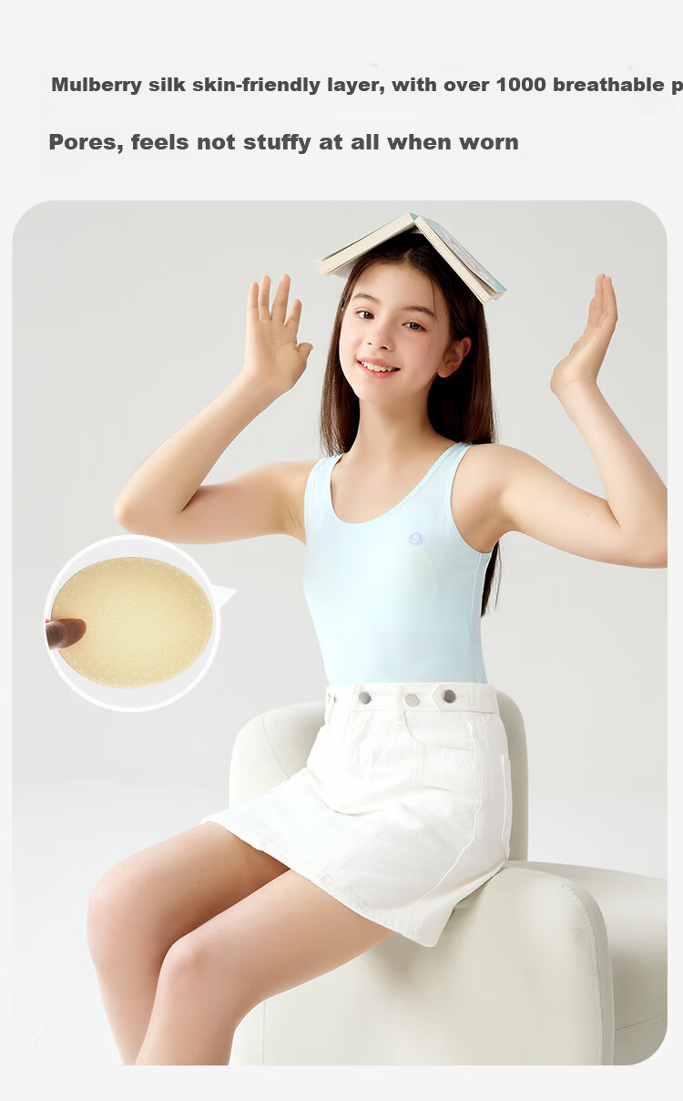 Jiusuiban Girls' Development Vest with Chest Pad, Anti-Outline Cotton Underwear for Ages 12-15, Middle School Student Bra Top 6