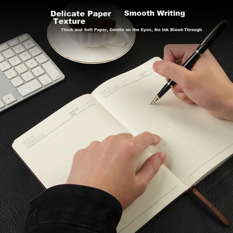 TANGO 16K Classic Business Leather Notebook Simple Black 80 Sheets Soft Touch Journal Office Diary Meeting Notes Lesson Plan Customizable