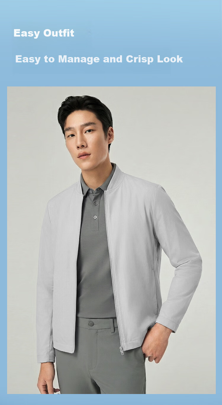 YOUNGOR Men's Spring New Baseball Collar Single Jacket Business Casual Commuting Versatile Outdoor Coat 414959E 5