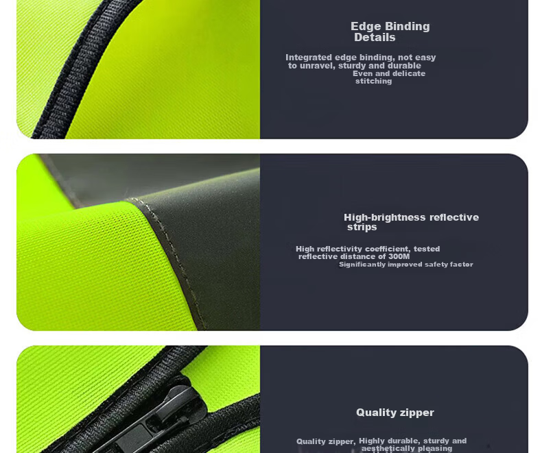 BAIGE Reflective Vest Durable Thickened Traffic Construction Sanitation Vest Fluorescent Multi-pocket Zipper Orange CW365757 22