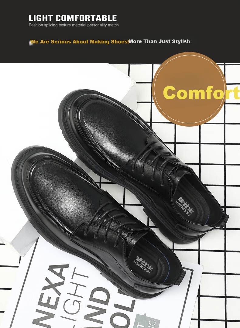 MULINSEN Top-Grain Leather Business Casual Men's Shoes, Breathable Soft-Soled Men's Work Shoes FP223219 9