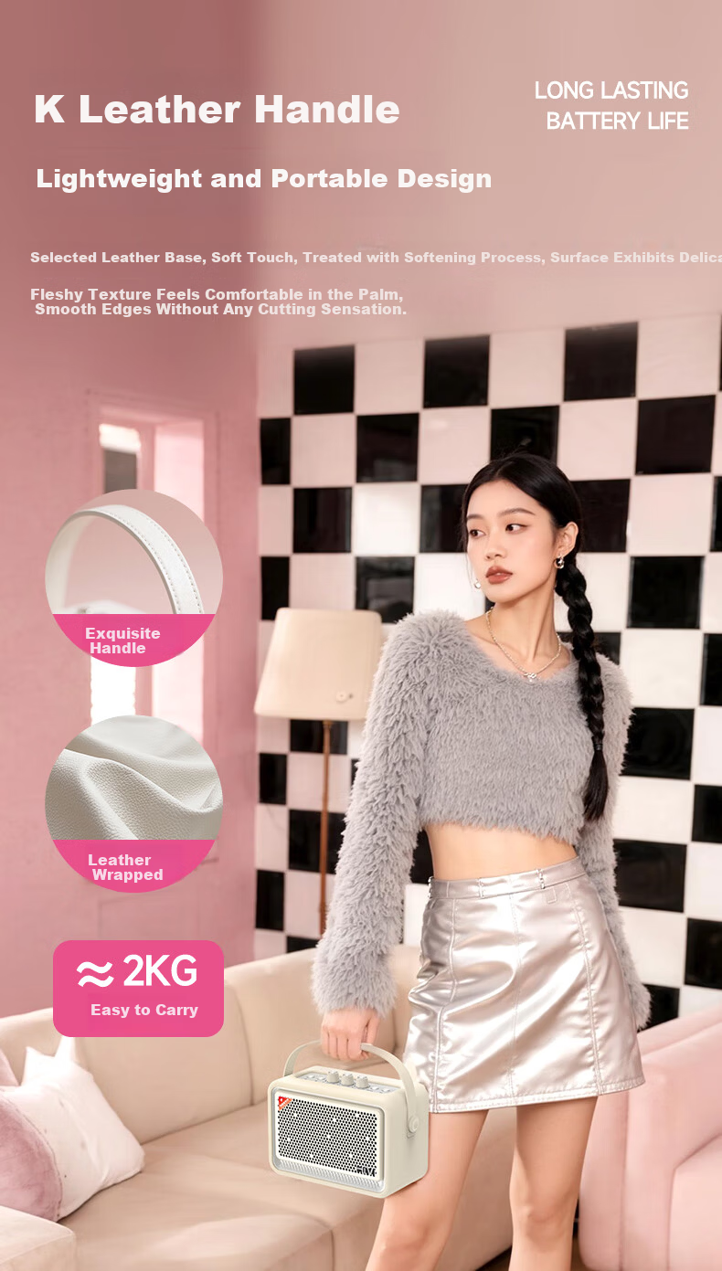 HiVi High-Quality Retro Bluetooth Portable Speaker Desktop Audio Outdoor Home Indoor Karaoke Microphone All-in-One TQ53 White Birthday Gift for Friends 5