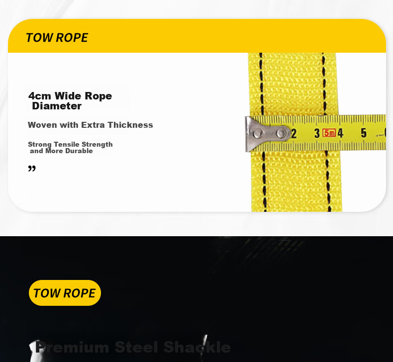 Ansell Car Tow Rope Outdoor Emergency Heavy-Duty Binding Rope with Steel Buckle 5m 10 Ton 8K00232 11