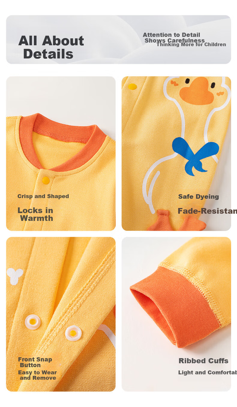 Shubeiyi Baby Clothes, Newborn Onesie, Spring And Autumn Full Moon Baby Romper, First Birthday Children's Hundred-Day Crawling Suit, Ginger Yellow, 73CM 8