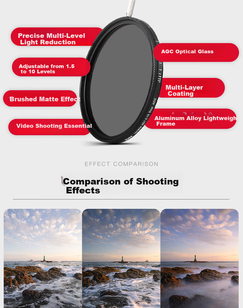 Kase 67mm Filter Set, DSLR And Mirrorless Camera Lens Photography Kit, Including CPL Polarizing Filter + Adjustable ND Filter + Portrait Soft Black 1/4 Filter 11