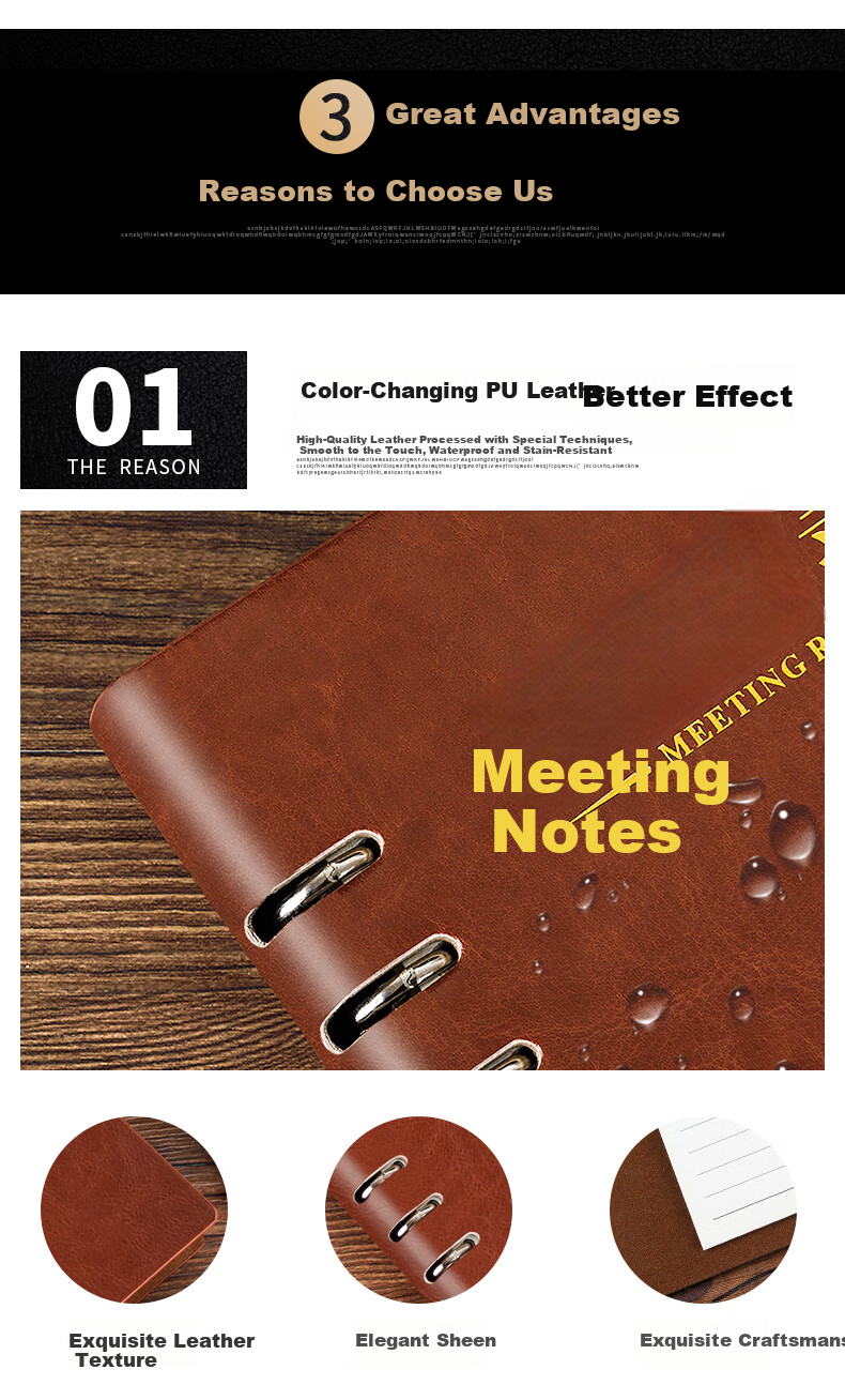Langjie Thickened Meeting Notebook 96 Pages Large B5 Leather Cover Work Log Customizable Stationery 6