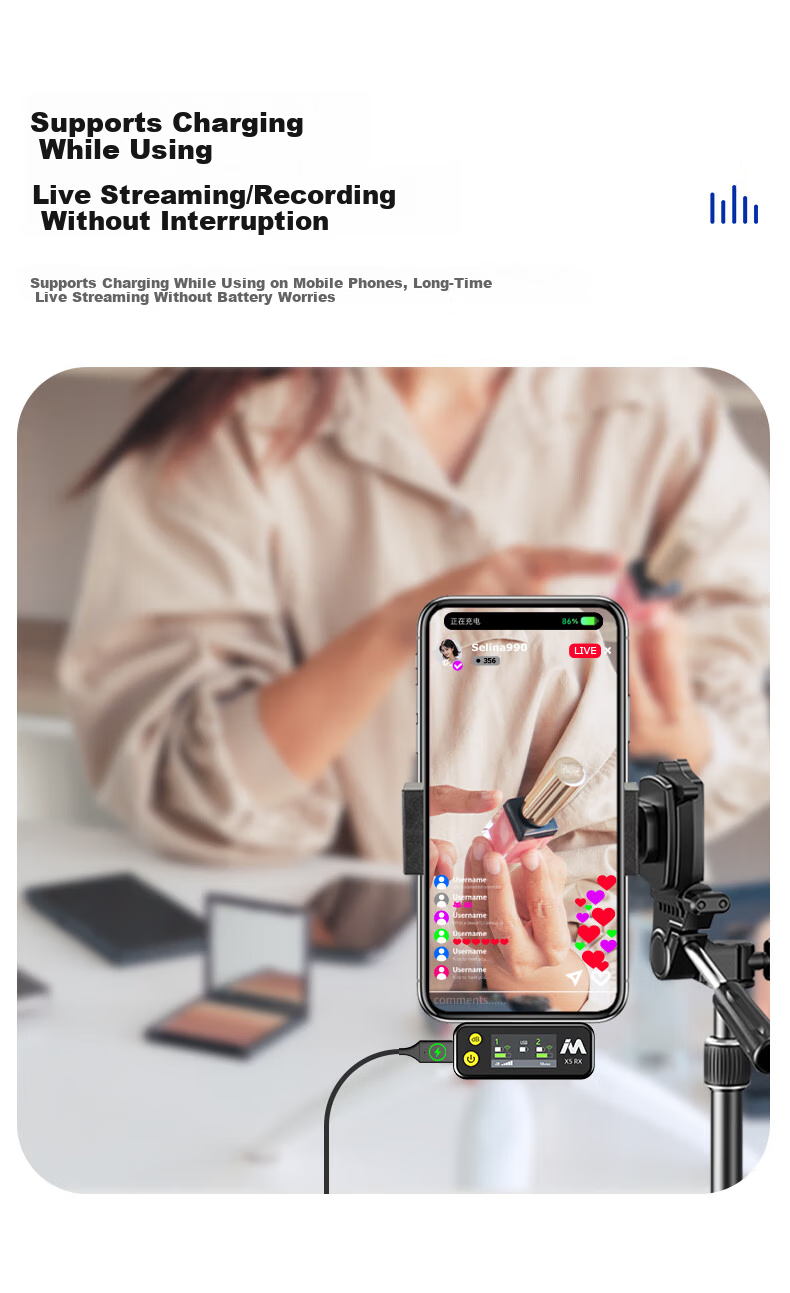 Mailada X5MS Charging Case, Wireless Lavalier Microphone, Mobile Phone And Computer Live Streaming Audio Capture, Short Video Vlog Recording, Speaker, Small Bee Camera, Noise Reduction Microphone 8