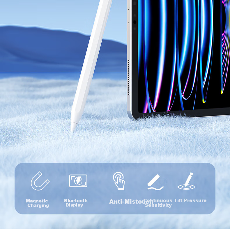 B.O.W New Apple Pencil Stylus for iPad Tablet Universal Apple Pen 1st and 2nd Gen Anti-Mistouch Drawing Capacitive Pen Magnetic Charging Model 5