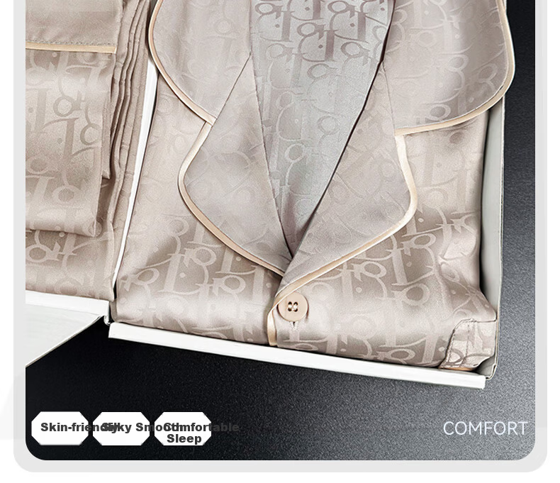 Langsha Birthday Gift for Boyfriend Three-Piece Set Ice Silk Pajamas Men's Summer New High-End Wearable Homewear Set 2
