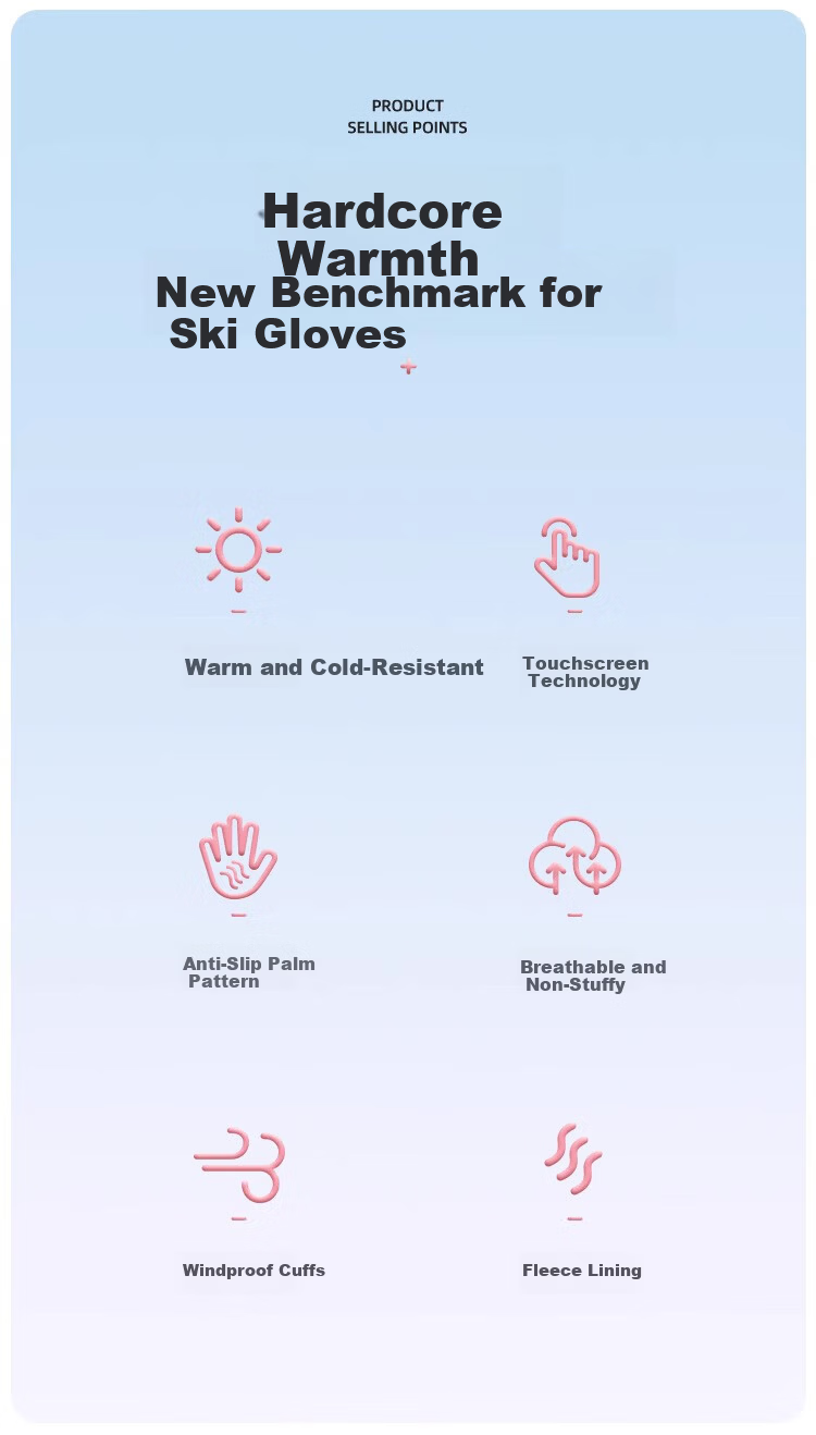 Jian Cai Ski Gloves Men Autumn Winter Fleece Thickened Water-Repellent Touchscreen Outdoor Sports Cold-Resistant Warm Cotton Gloves Women 2