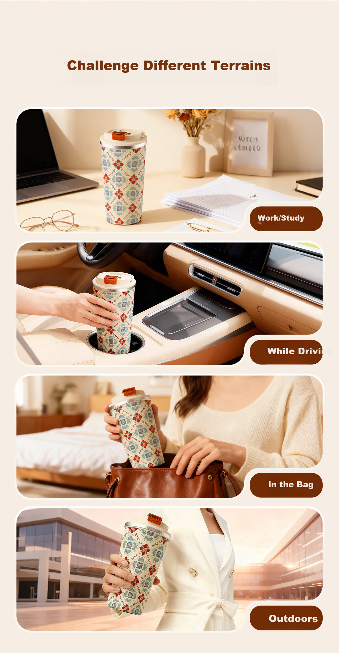 Xishi Insulated Tumbler for Women High-Value Ceramic Liner Coffee Cup Water Bottle Gift Birthday Mother's Day Present 6