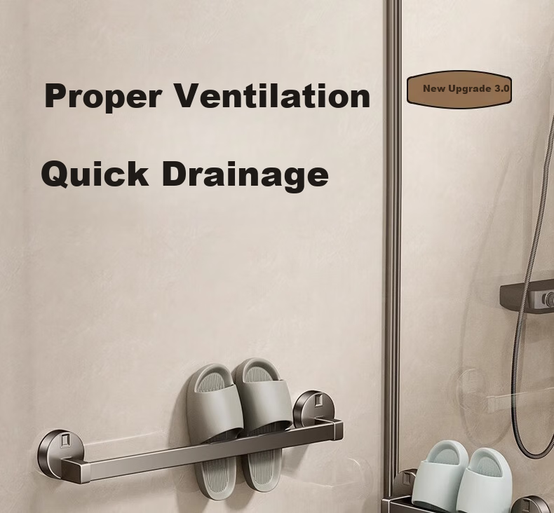 Xinpai Suction Cup Bathroom Slipper Rack No Drilling Wall-Mounted Vacuum Strong Suction Storage Rack 16