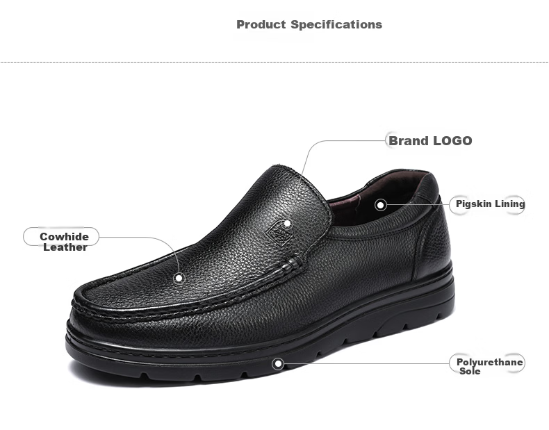 LAORENTOU Men's Leather Business Casual Slip-On Shoes Durable Comfortable Black 38 87201760 9