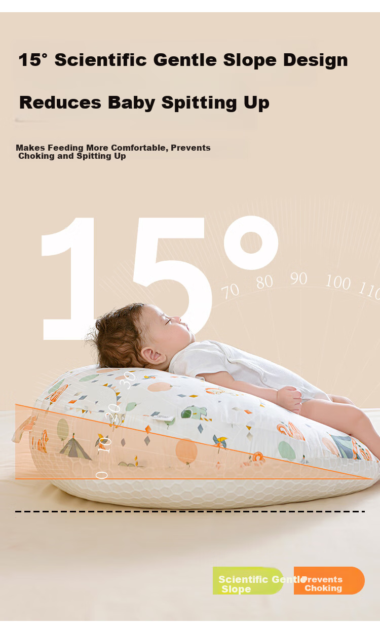 JOYNCLEON Nursing Pillow Baby Anti-Spit-Up Inclined Cushion Anti-Choke Milk Feeding Pillow for Newborns 0-1 Year Jzt72072 2