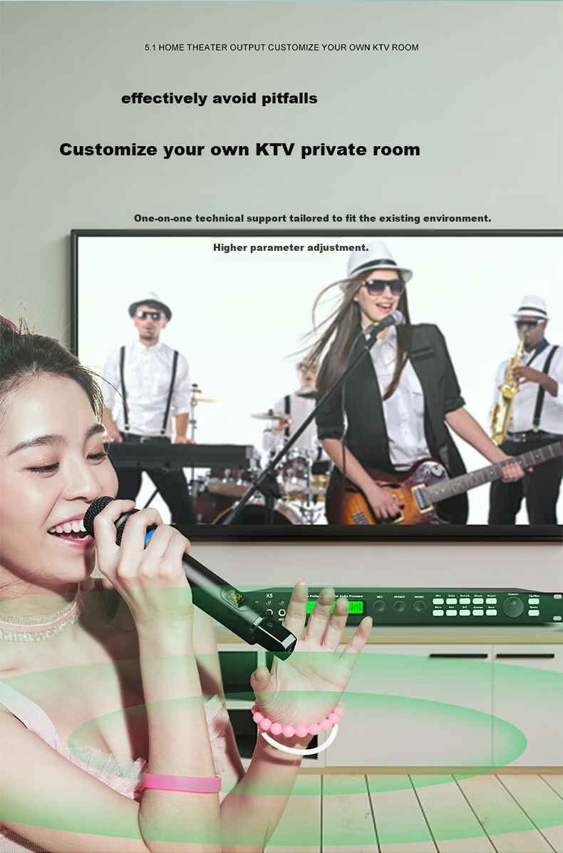 Depusheng X5 Professional KTV Preamp Effects Processor Digital Audio Processor Stage Singing Conference Home Karaoke Reverb Mixer Anti-Howling Suppression Home Effects Processor 11