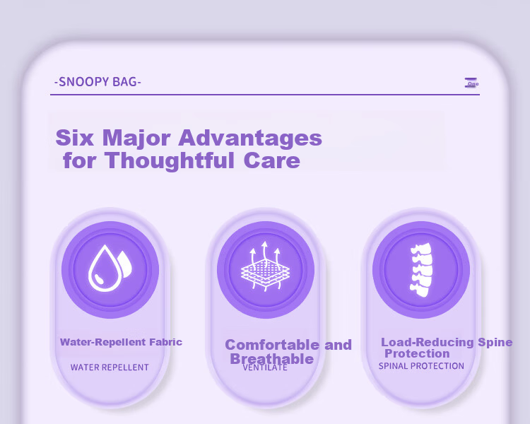 SNOOPY Children's Backpack for Grades 1-4 Girls Integrated Dreamy Cartoon Student Ergonomic Lightweight School Bag Purple 3