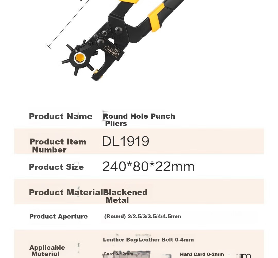Deli Plastic Handle Hole Punch Pliers Belt Hole Puncher Waistband Punching Tool 9 Inch DL1919B 15