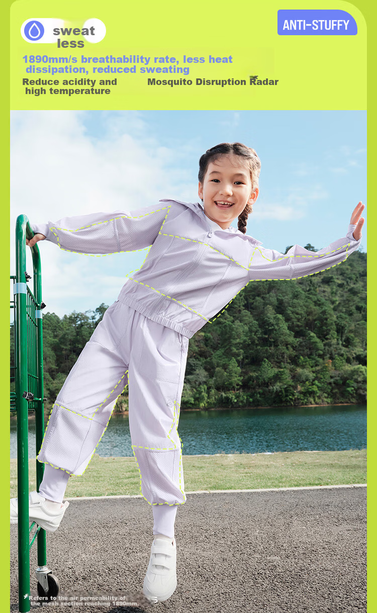 Beneunder Children's Mosquito-Repellent Clothing, Sun Protection Clothing, Sun Protection Jacket for Boys And Girls, MR49224, Wild Green - Light Goose Yellow, Size 110 14