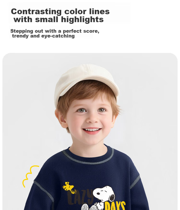 SNOOPY Children's Spring And Autumn Sweatshirt, Warm And Comfortable, Fashionable Boys And Girls Top, Ash Gray, Sports Companion, Size 110 4