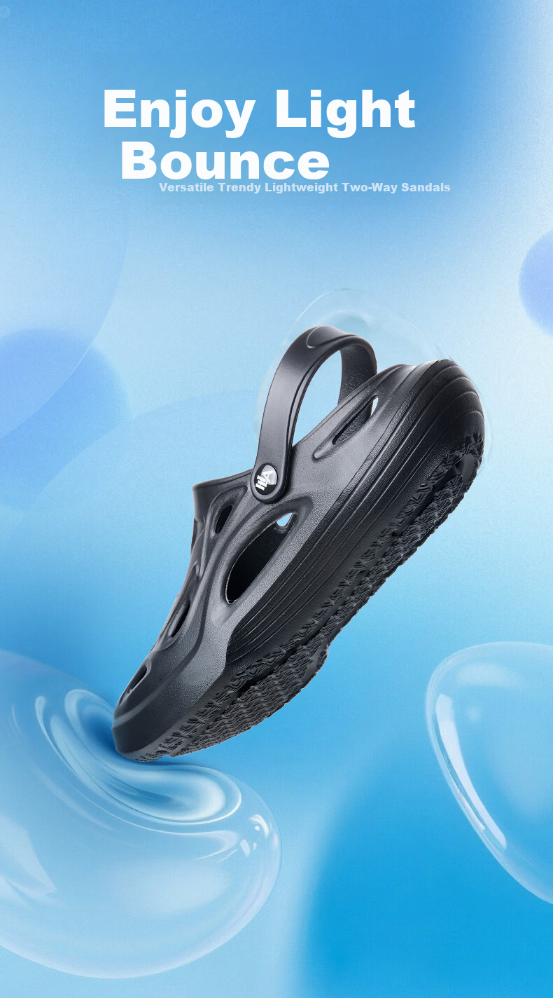 HLA Men's Sandals Hollow Toe Comfortable Slippers HAALXM2DBK120 Black Size 38/39 (Dual Size) 1