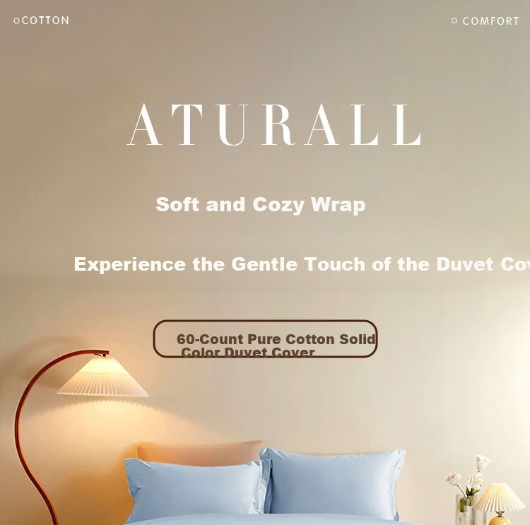 Ranpai, 100% Pure Cotton Duvet Cover Single Piece, 60-Count Light Luxury Long-Staple Cotton Double Quilt Cover, Gray Two-Tone, 220x240cm 1