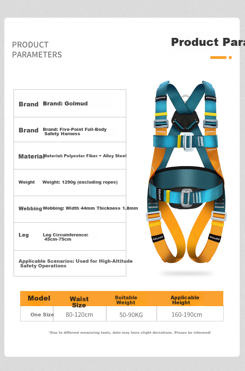 GOLM Five-Point Safety Harness National Standard Safety Rope for High-Altitude Work GD3735 with Dual Large Hooks and 1.8m Shock Absorber Pack 11
