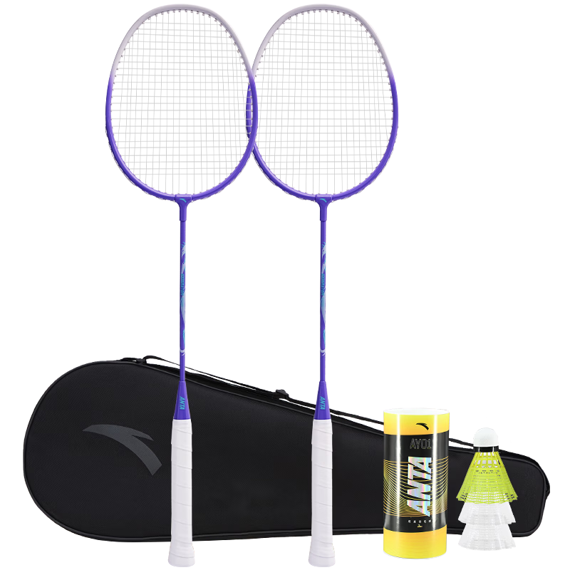 ANTA Badminton Racket Set for Training And Competition, Professional Ultra-Light Durable Adult Student Anti-Wear Rackets, Purple Pair