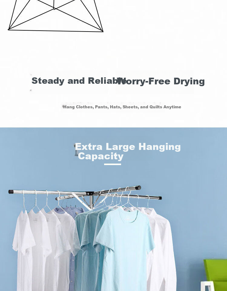 Baoyouni Multifunctional Floor-Standing Clothes Drying Rack for Balcony, Simple Indoor Clothes Hanger for Dormitory and Bedroom 8