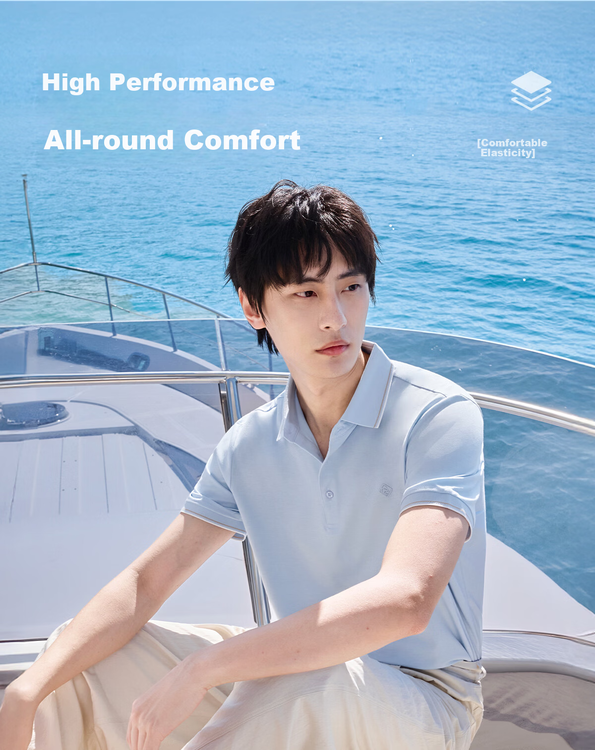 Hodo [Lin Gengxin's Style] Modal Silk Short-Sleeve Cool-Feeling Antibacterial Polo Shirt, Collared T-Shirt 4