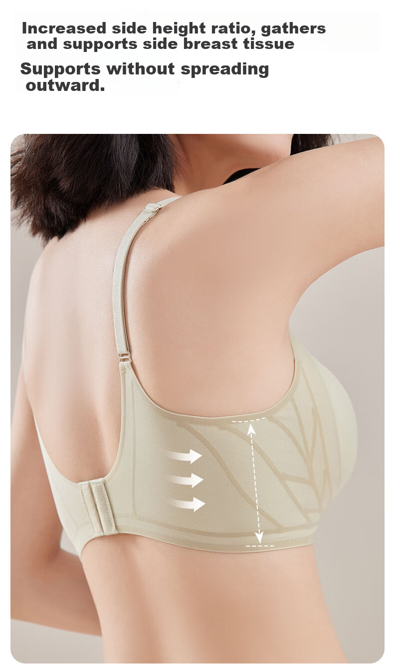 GRACEWELL Seamless Bra for Women Large Bust Minimizing Push-Up Anti-Spread Wireless Thin Strap Lightweight Invisible Bra 7