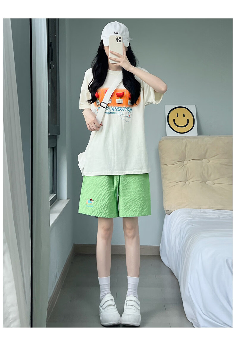 Langsha Women's Summer Thin Embroidered High-Waist Quick-Dry American Style Sports Shorts Beach Mid-Length Pants 22
