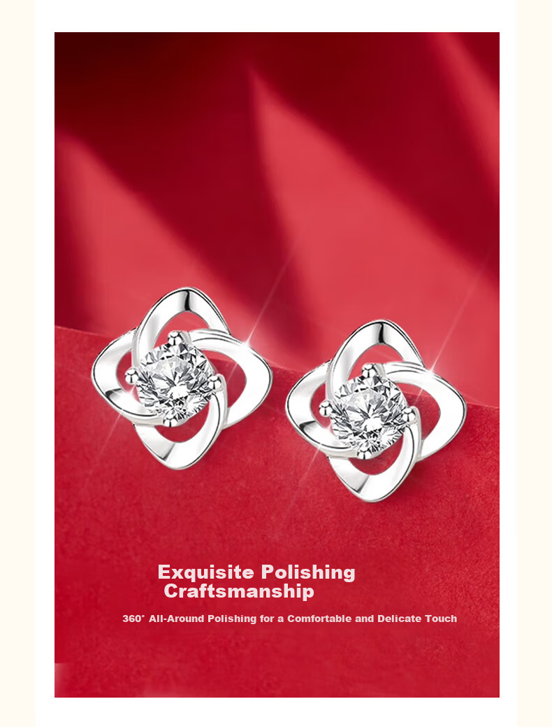 Chow Tai Fook Weekly Light Luxury High-End Silver Stud Earrings for Women Gift Box Birthday Present for Girlfriend 13