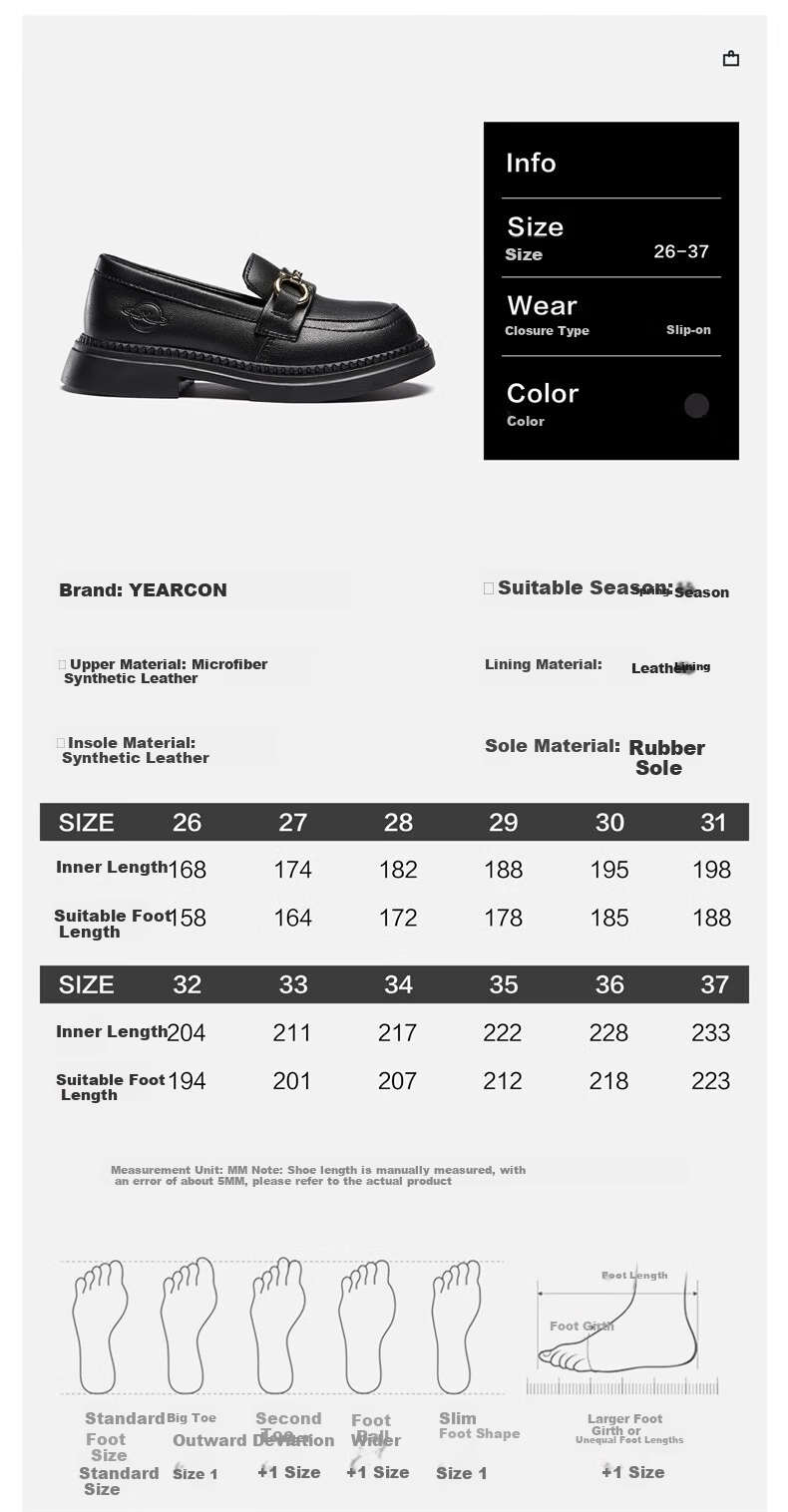Eierkang Black Leather Girls' Princess School Shoes Non-Slip Student Performance Shoes Black Size 29 1