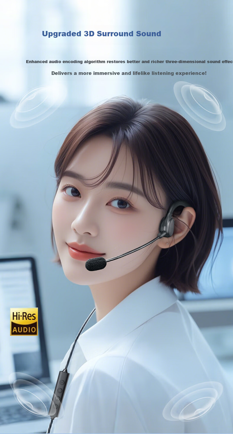 Liweilang Wired 2-in-1 Computer Headset with Microphone USB Headband Over-Ear HIFI Open-Type Type-C Noise-Cancelling HD Call Earphones for Desktop and Laptop 7
