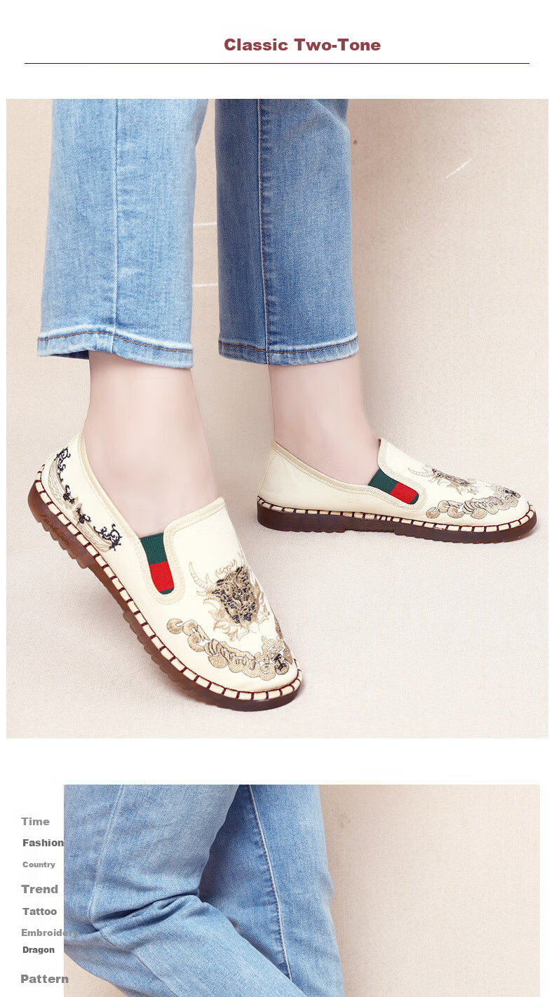 BUSHEYUAN Traditional Chinese Style Embroidered Slip-On Lazy Shoes Old Beijing Cloth Shoes Women 330-9022 Black Size 35 8