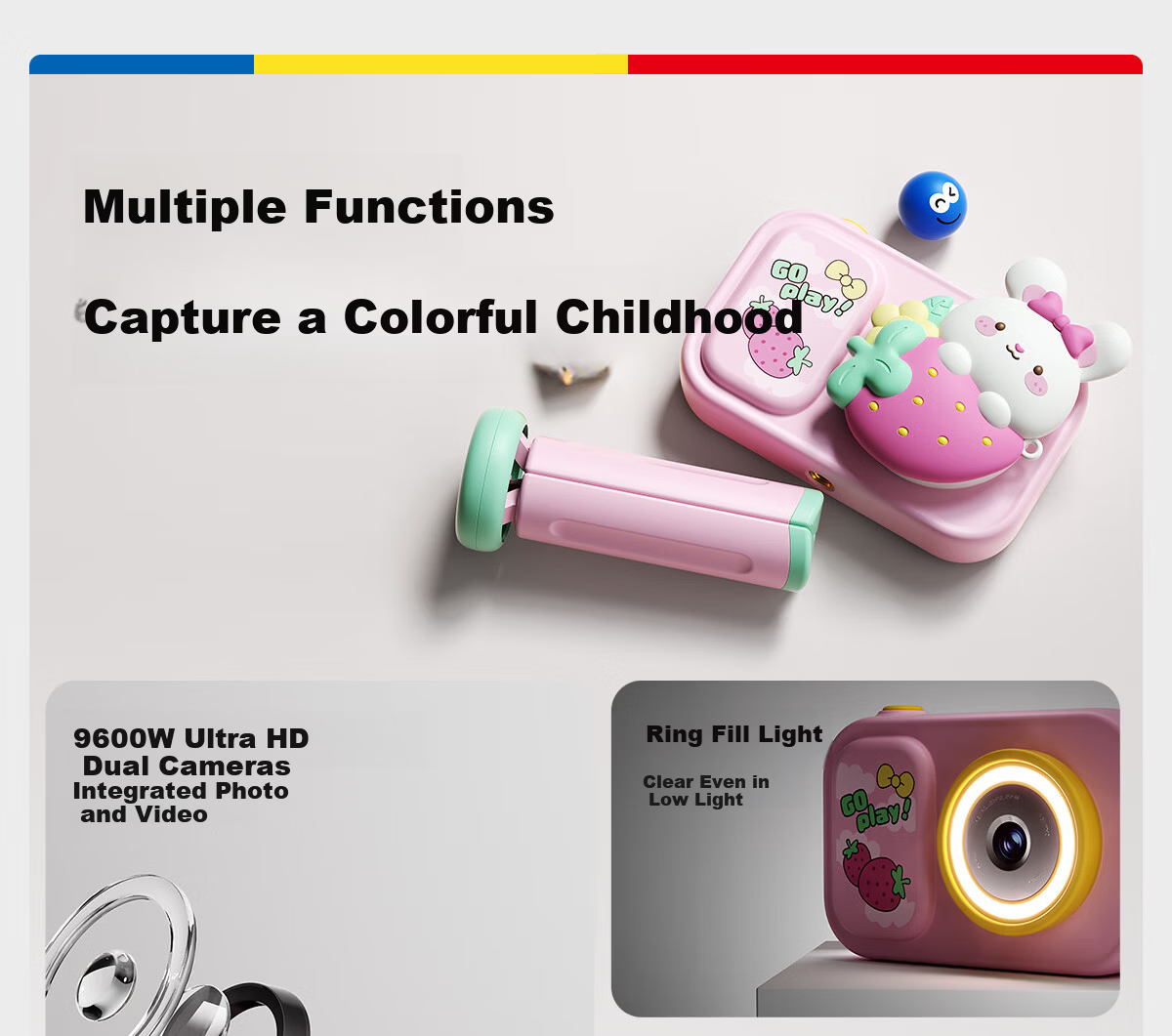 Carlbaby Kids Camera Toy 3-6 Years Instant Print Photo Video Recorder Birthday Gift for Boys and Girls 12