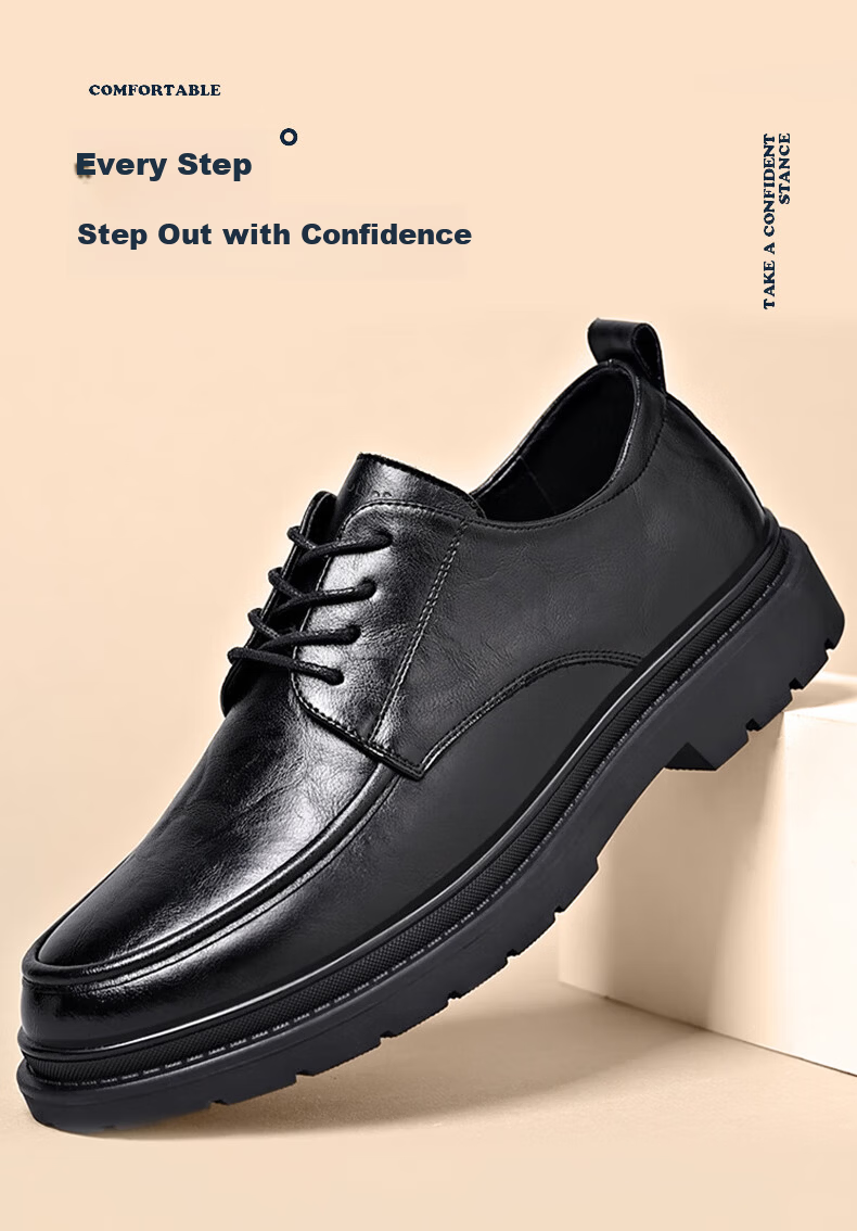 MULINSEN Men's Business Formal Casual Shoes Versatile Lace-up Thick-soled Work Shoes 5591 1