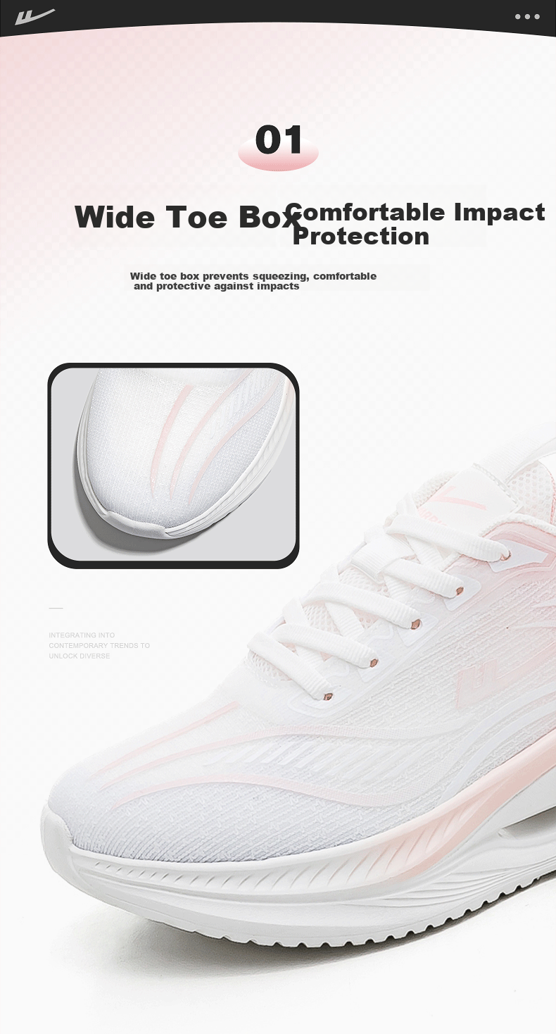 Warrior Official Women's Casual Sports Shoes Winter New Warm Comfortable Soft Sole White Pink Size 40 6
