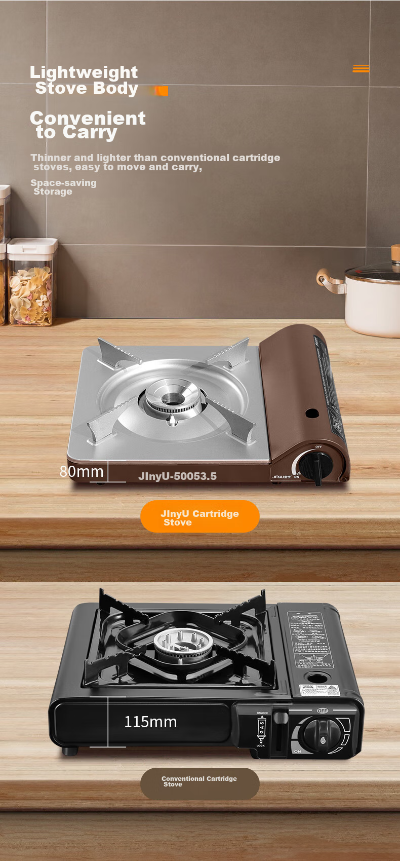 Jinyu Portable Gas Stove, Explosion-Proof Outdoor Cooking Equipment, Magnetic Cartridge Stove, Camping Cookware, Cartridge Burner, 3.5KW, Black 14