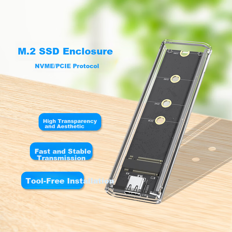 LINSTORAGE M.2 NVMe SSD Enclosure Type-C 3.2 External SSD Case USB 3.2 Hard Drive Enclosure for Laptop and Mobile Phone 1