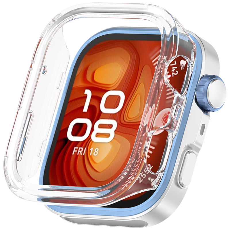 Iboann Compatible with Huawei Fit4Pro Protective Case for Watch Fit4Pro, Integrated PC Hard Shell + Tempered Glass Film, Anti-Scratch Protective Cover, Fully Enclosed Waterproof And Shockproof, Transparent